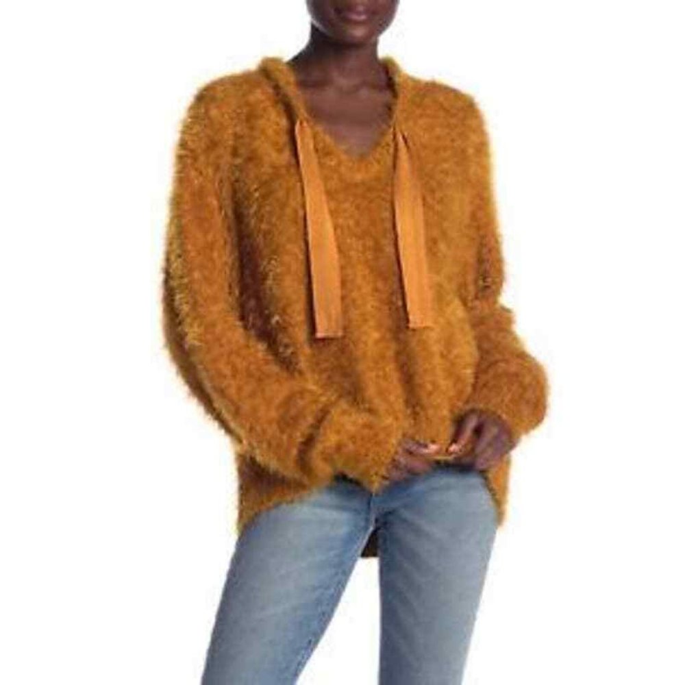 Free People Copper Hoodie Eyelash Sweater XS  NWT